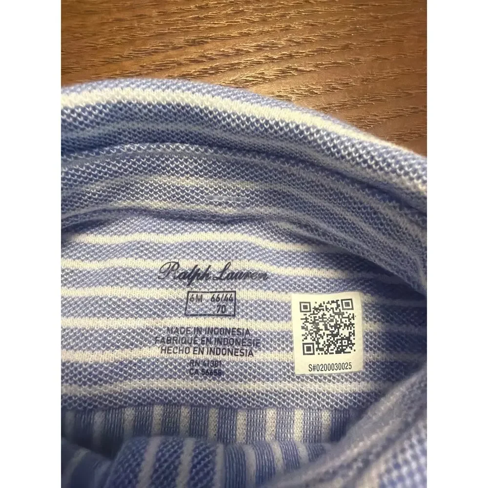 Ralph Lauren Baby Girls Striped Knit Oxford Dress Sz 6M